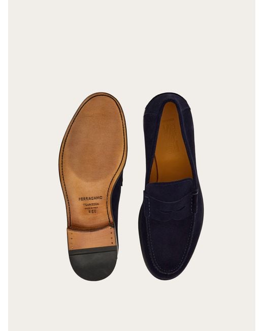 Ferragamo Blue Tramezza Penny Loafer for men