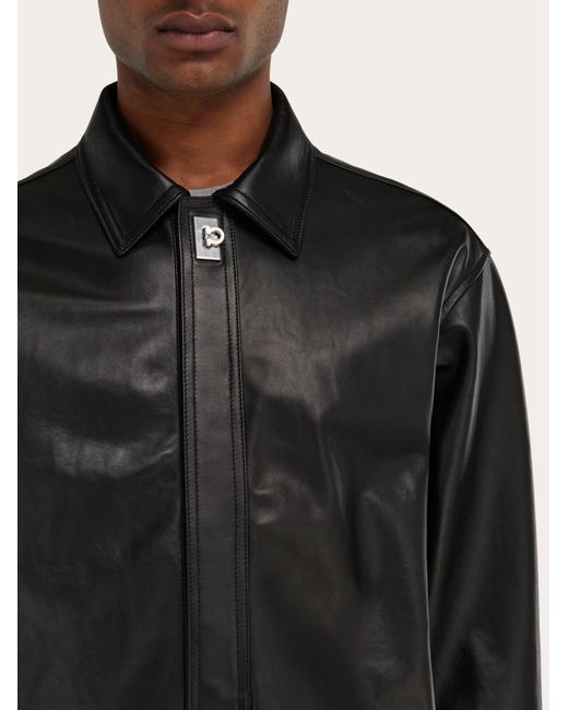 Ferragamo Black Nappa Over Shirt for men