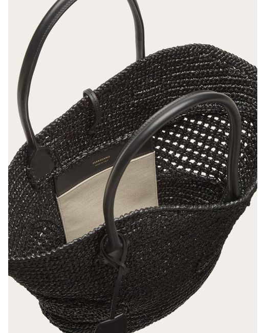 Ferragamo Black Tote Bag With Cut-out Detailing (l)