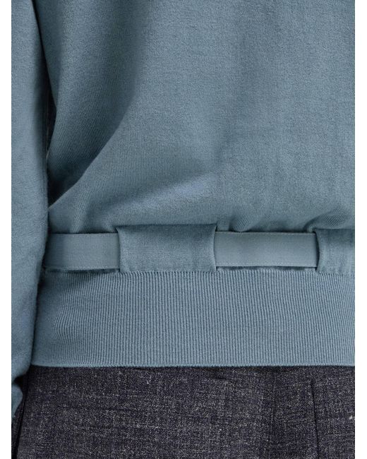 Ferragamo Blue Cardigan With Ribbon Detail