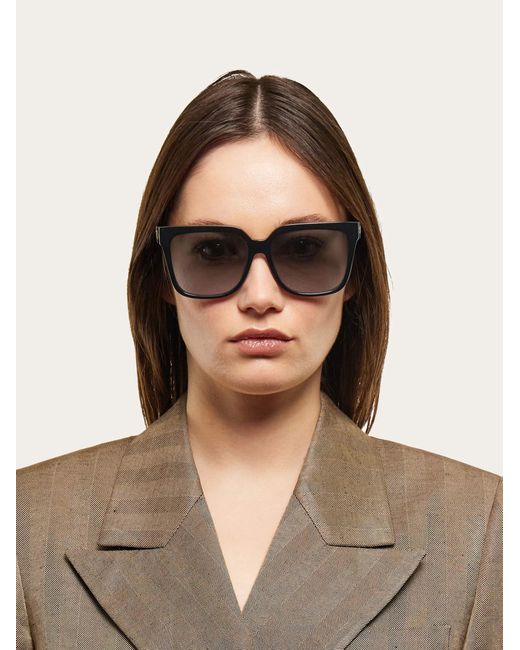 Ferragamo Gray Square Frame Sunglasses