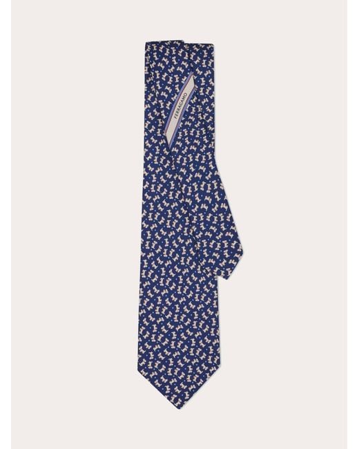 Ferragamo Blue Charlie Print Silk Tie for men