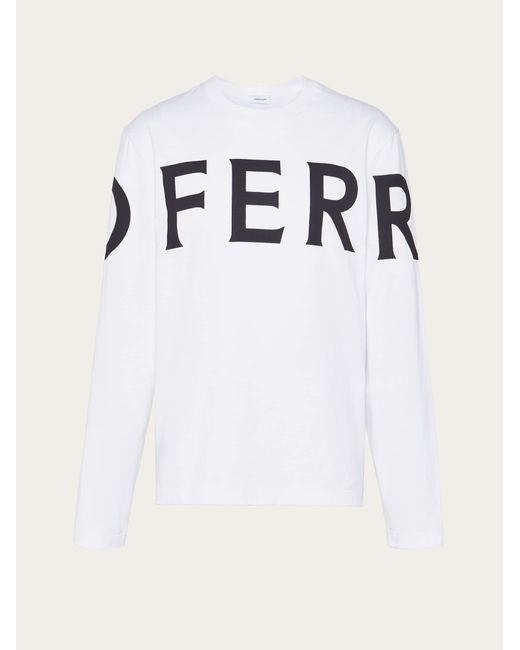 Ferragamo White Long Sleeved T-shirt With Graphic Logo for men