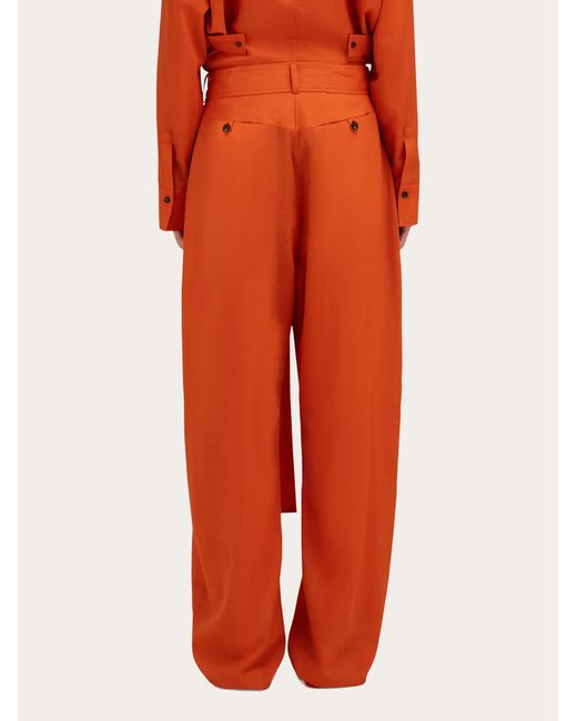 Ferragamo Orange Barrel-Leg Trousers