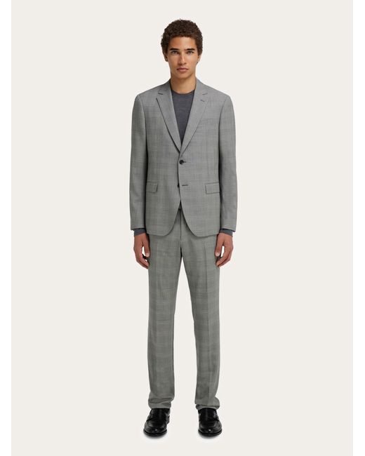 Ferragamo Gray Prince Of Wales Check Suit for men