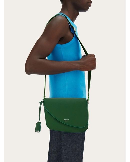 Ferragamo Green Men Fiamma Crossbody Bag (m) for men