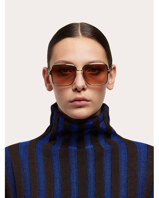 Ferragamo Brown Rectangular Frame Sunglasses