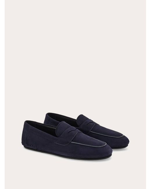 Ferragamo Blue Suede Loafer for men
