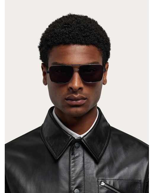 Ferragamo Blue Rectangular Frame Sunglasses for men