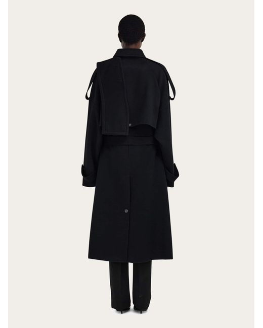 Ferragamo Black Double Breasted Oversize Coat for men