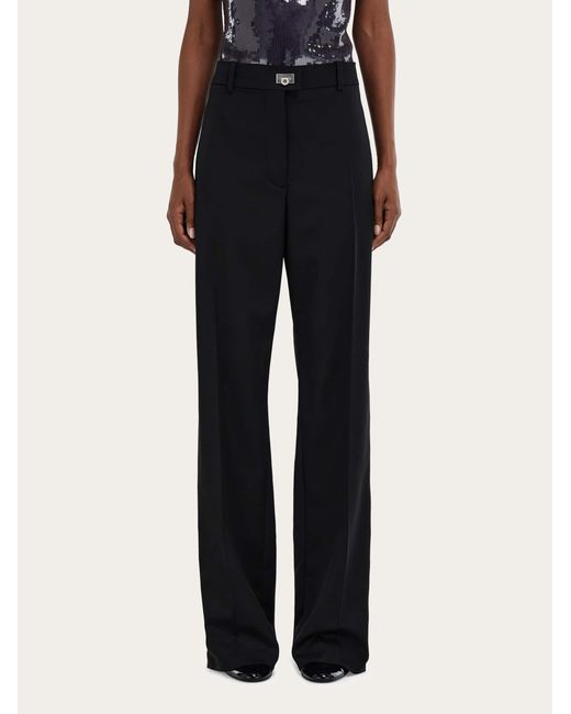 Ferragamo Black Cashmere Blend Tailored Trouser