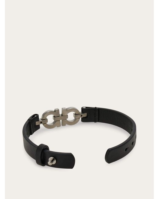 Hommes Bracelet Avec Double Gancini Noir Ferragamo pour homme en coloris Black