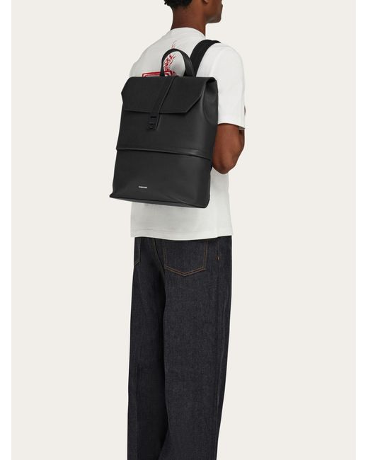 Ferragamo Black Backpack With Gancini Buckle for men