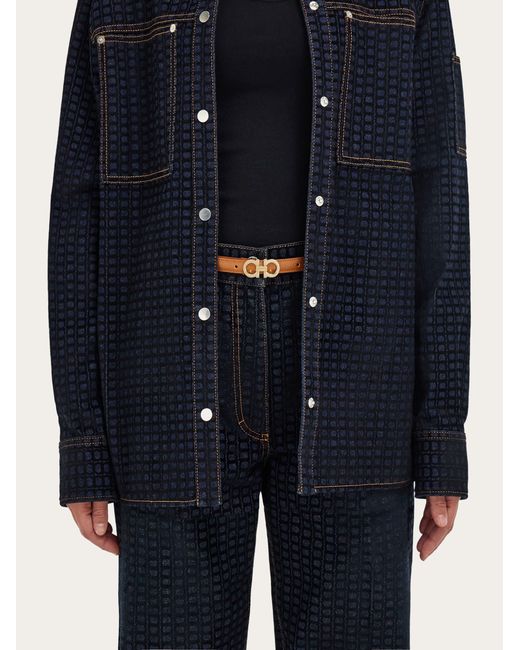 Ferragamo White Gancini Fixed Belt