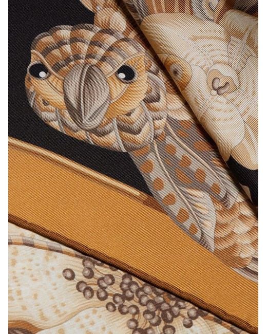 Ferragamo Metallic Parrots Print Silk Foulard