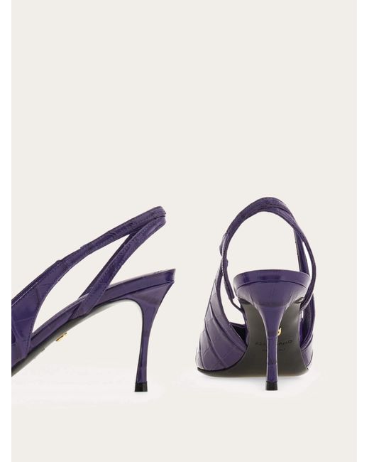 Ferragamo Purple Mid Heel Slingback