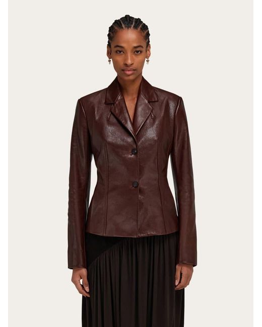 Ferragamo Brown Leather Jacket