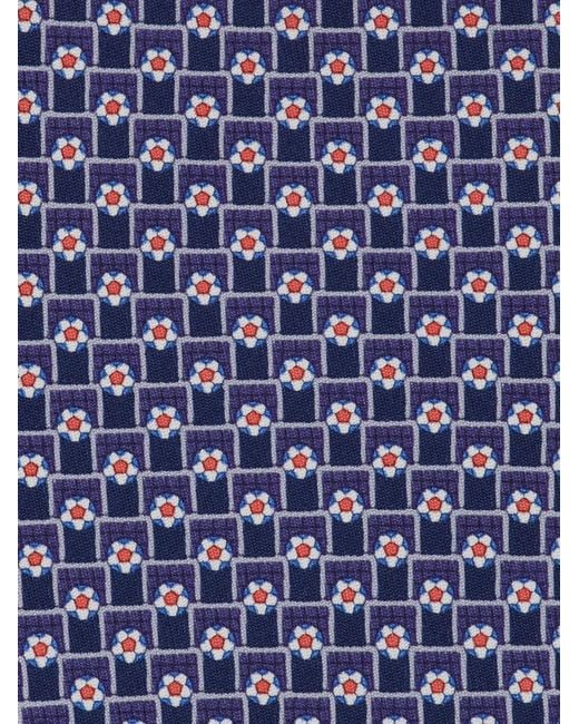 Ferragamo Blue Tournament Print Silk Tie for men