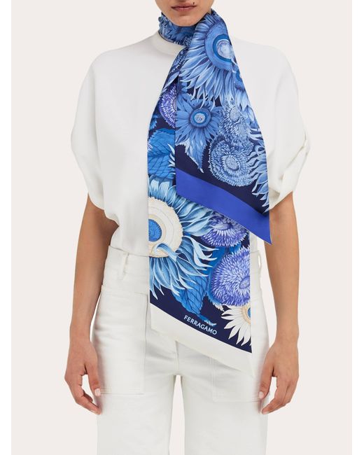 Ferragamo Blue Sunflower Print Bandeau