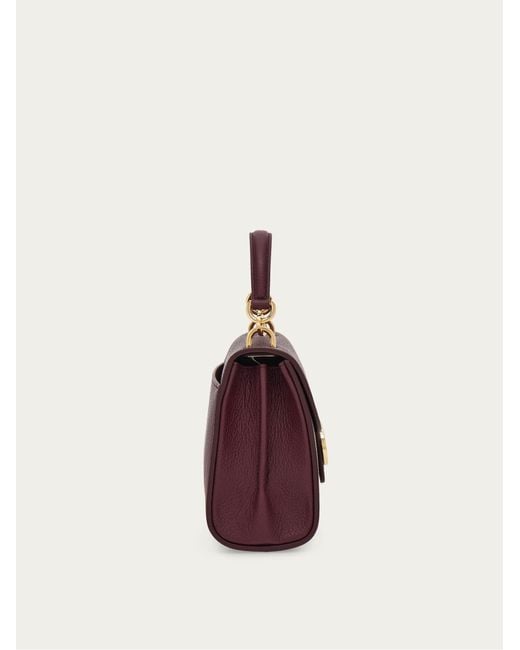 Ferragamo Purple Double Gancini Top Handle (Xs)