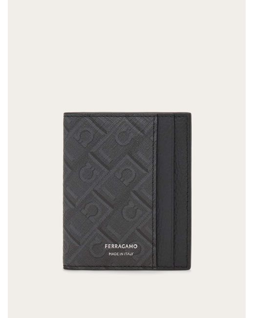 Ferragamo Black Monogram Credit Card Holder for men