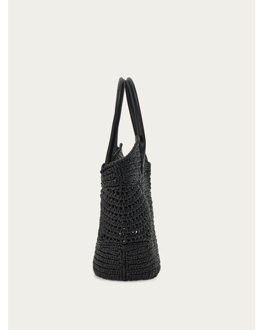 Ferragamo Black Tote Bag With Cut-out Detailing (l)