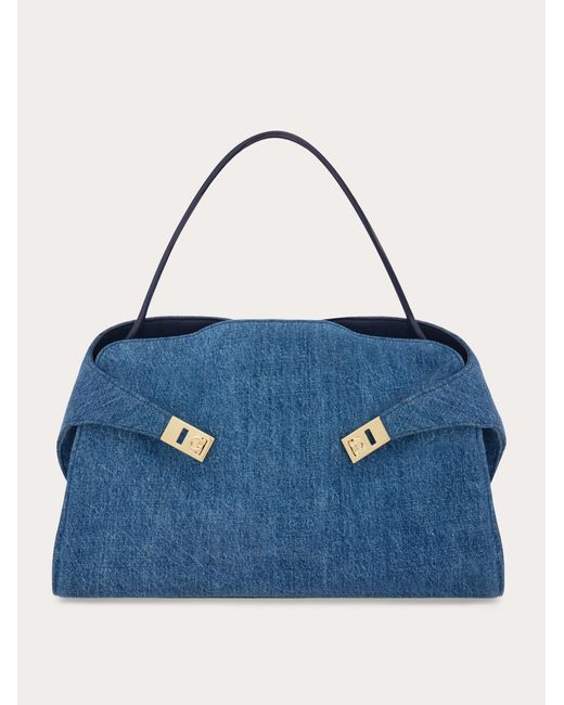 Ferragamo Blue Hug Soft Shoulder Bag (L)