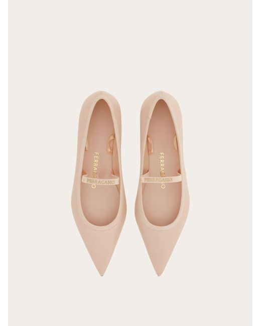 Donna Ballerina Con Nastro Taglia di Ferragamo in Natural