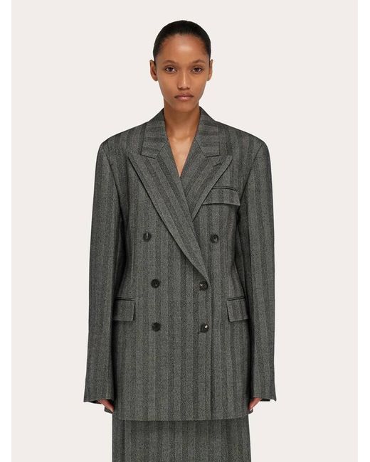 Donna Blazer Doppiopetto Oversize di Ferragamo in Gray