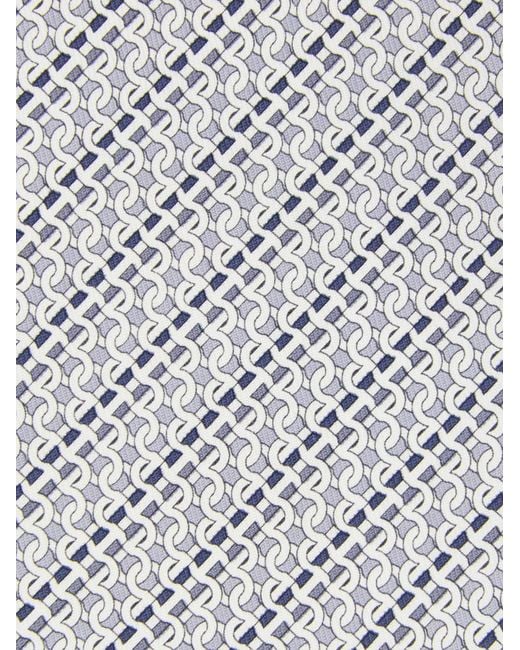 Ferragamo White Printed Silk Tie With Interlocking Gancini And Regimental Stripes for men