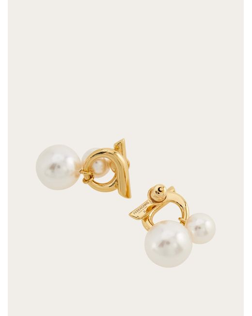 Ferragamo Natural Double Pearl Earrings