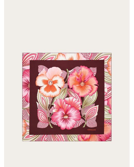 Ferragamo Pink Brezza Print Silk Scarf