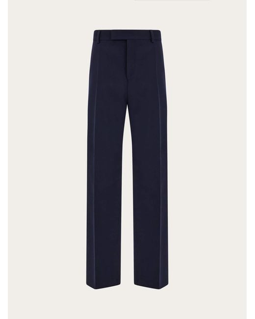 Ferragamo Blue Wide Leg Chevron Trouser for men