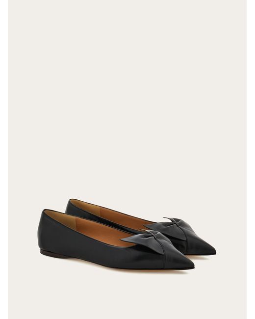 Femmes Ballerine Soft Avec Nœud Noir Taille Ferragamo en coloris Black