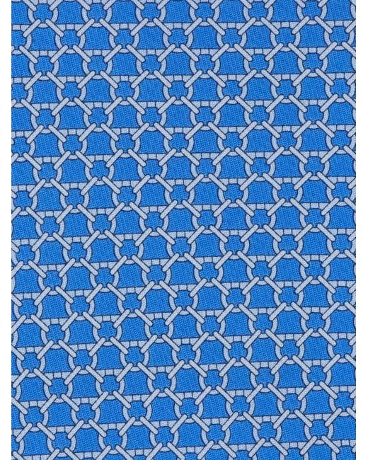 Ferragamo Blue Link Print Silk Tie for men