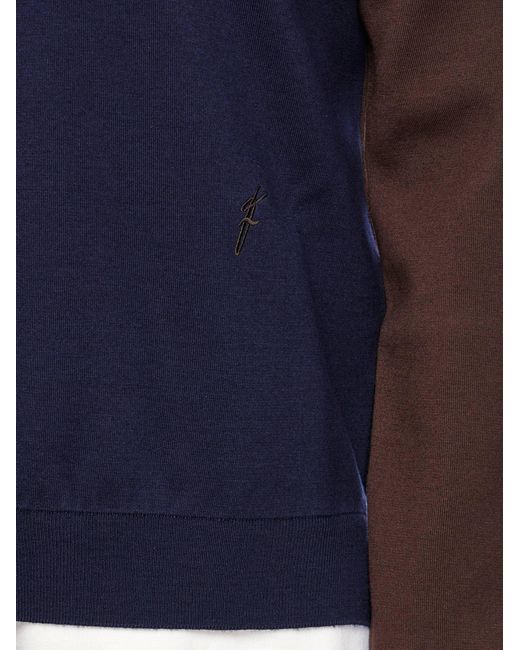 Ferragamo Blue Men Dual Tone V-neck Sweater for men