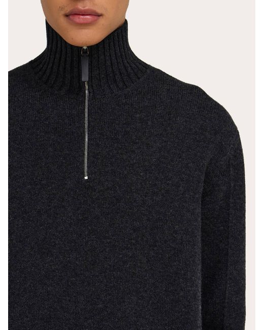 Ferragamo Blue High Neck Cashmere Pullover for men
