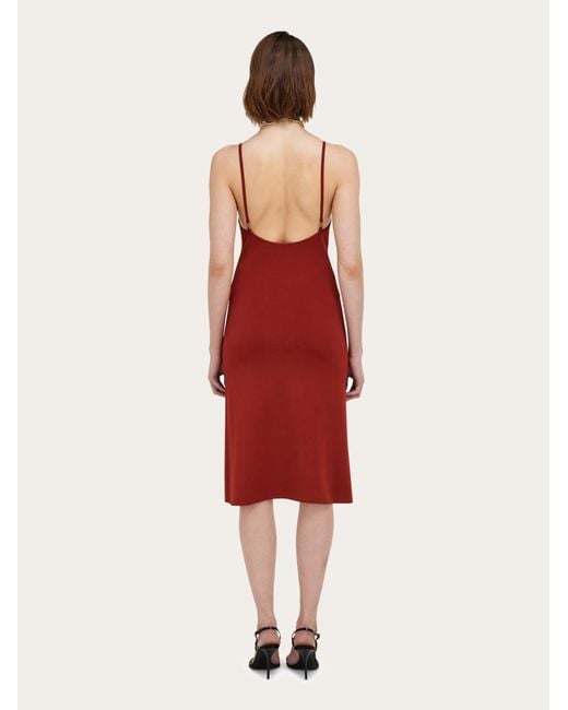 Ferragamo Red Knitted Slip Dress