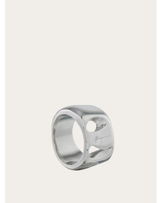 Ferragamo White Vara Ring (50Mm)