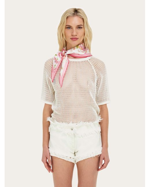 Ferragamo Pink Spring Print Diamond Scarf