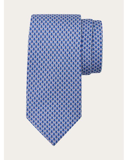 Ferragamo Blue Owl Print Silk Tie for men