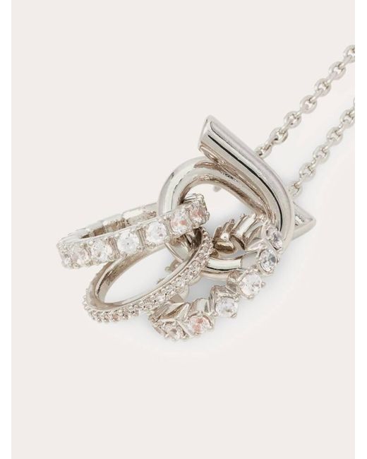 Ferragamo Natural Gancini Pendant Necklace With Crystal Rings