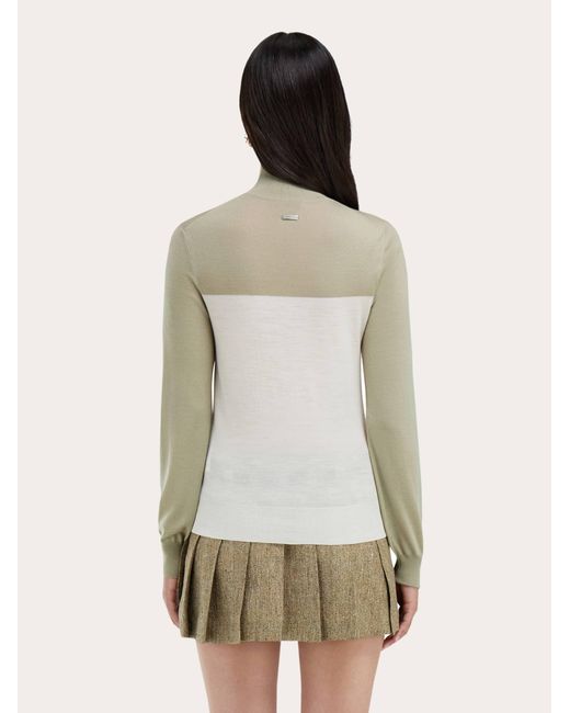 Ferragamo Natural Two Tone Turtleneck