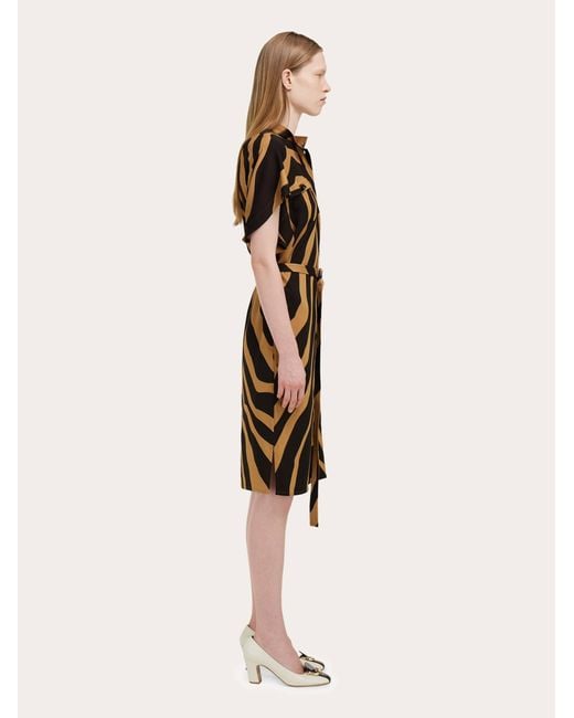 Ferragamo Metallic Twill Shirt Dress