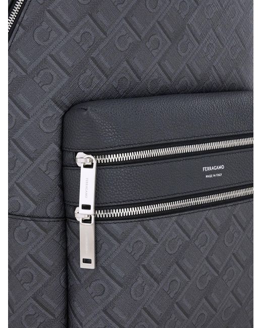 Ferragamo Black Monogram Backpack for men