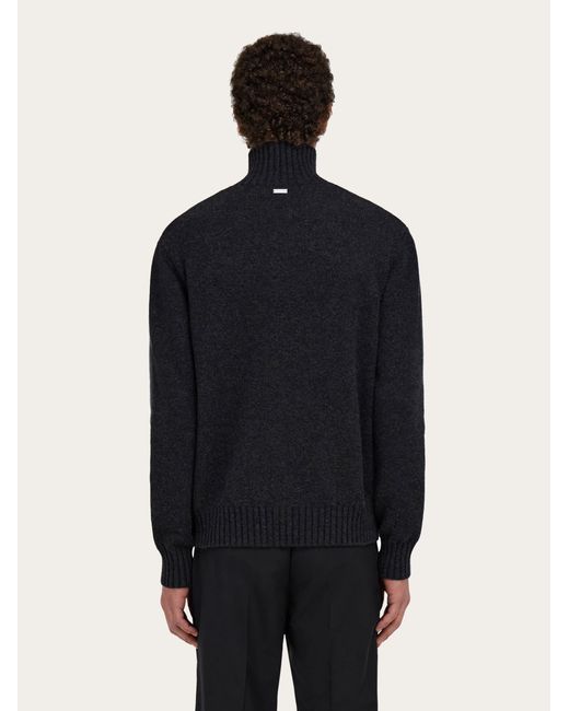 Ferragamo Blue High Neck Cashmere Pullover for men