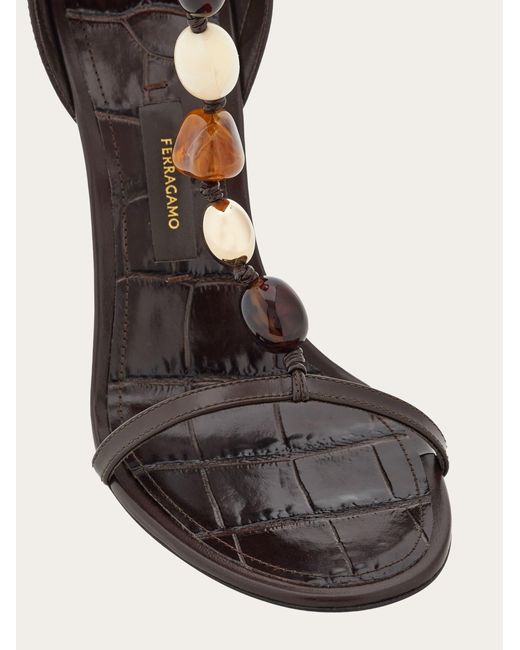 Ferragamo White Damen Schmuck-Sandale mit Keilabsatz