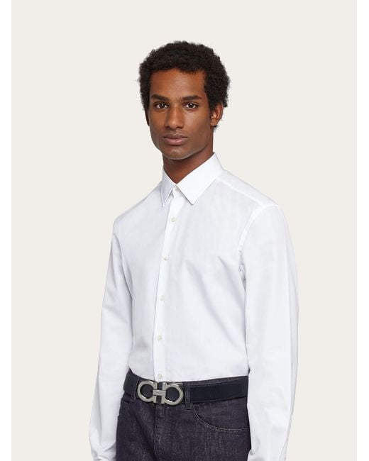 Ferragamo White Reversible And Adjustable Gancini Belt for men
