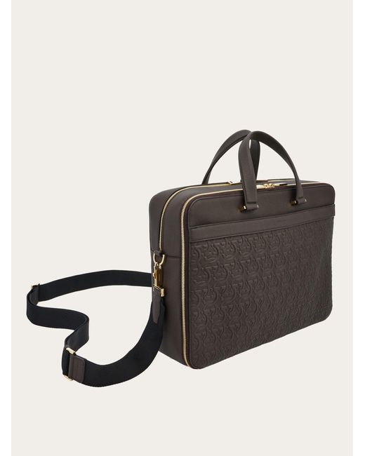 Ferragamo Brown Gancini Business Bag for men