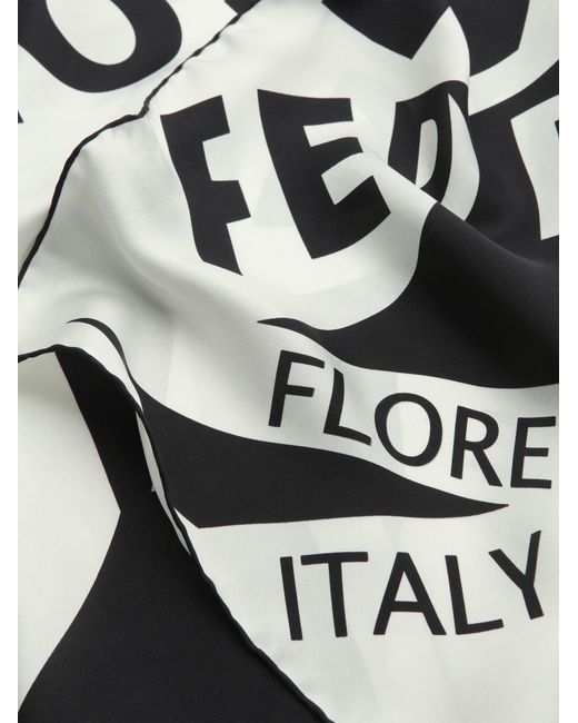 Femmes Foulard En Soie Imprimé Logo Blanc Ferragamo en coloris Black